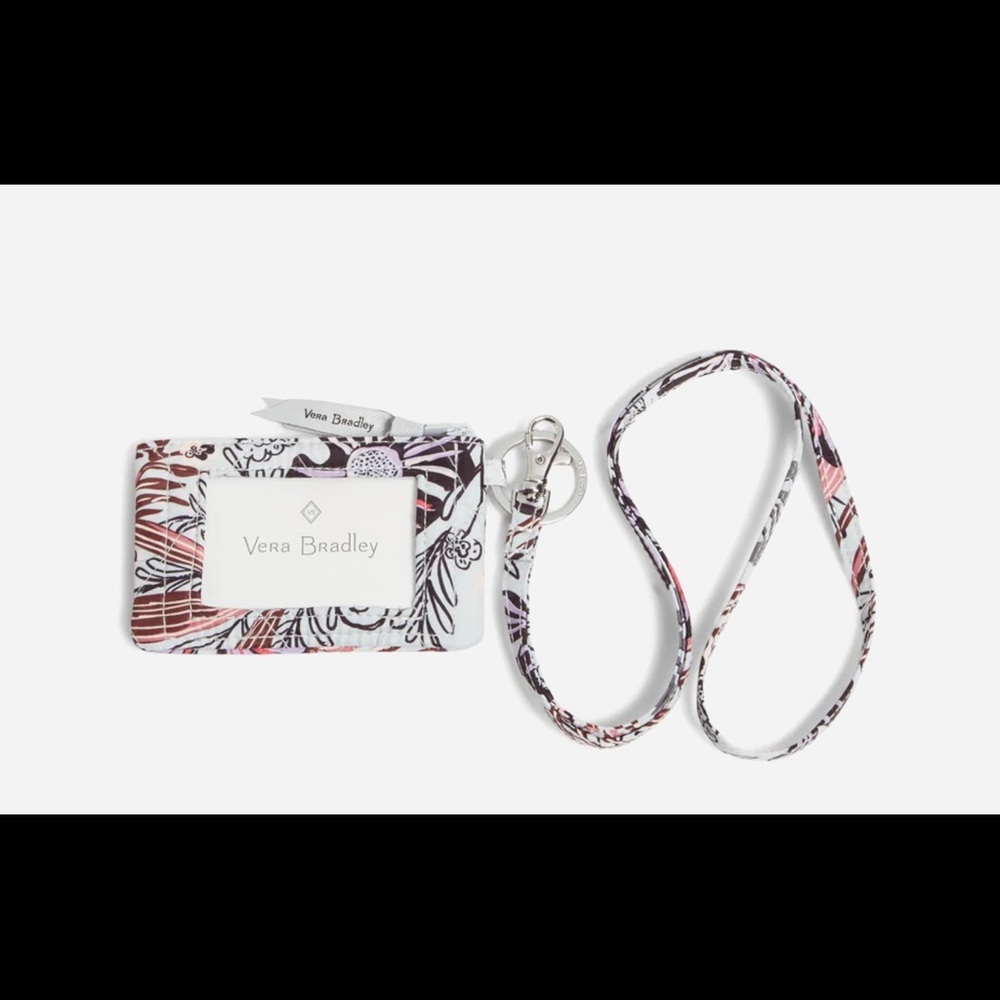 Vera Bradley Ultralight Zip ID Case and Lanyard in Sun Washed Tropical NWT